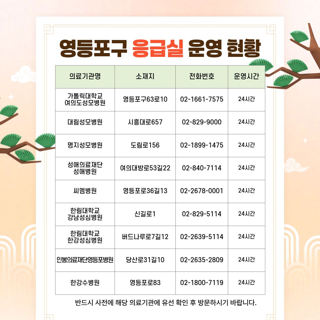 2026년 설 연휴 영등포구보건소 의료대책 안내 2번째 파일