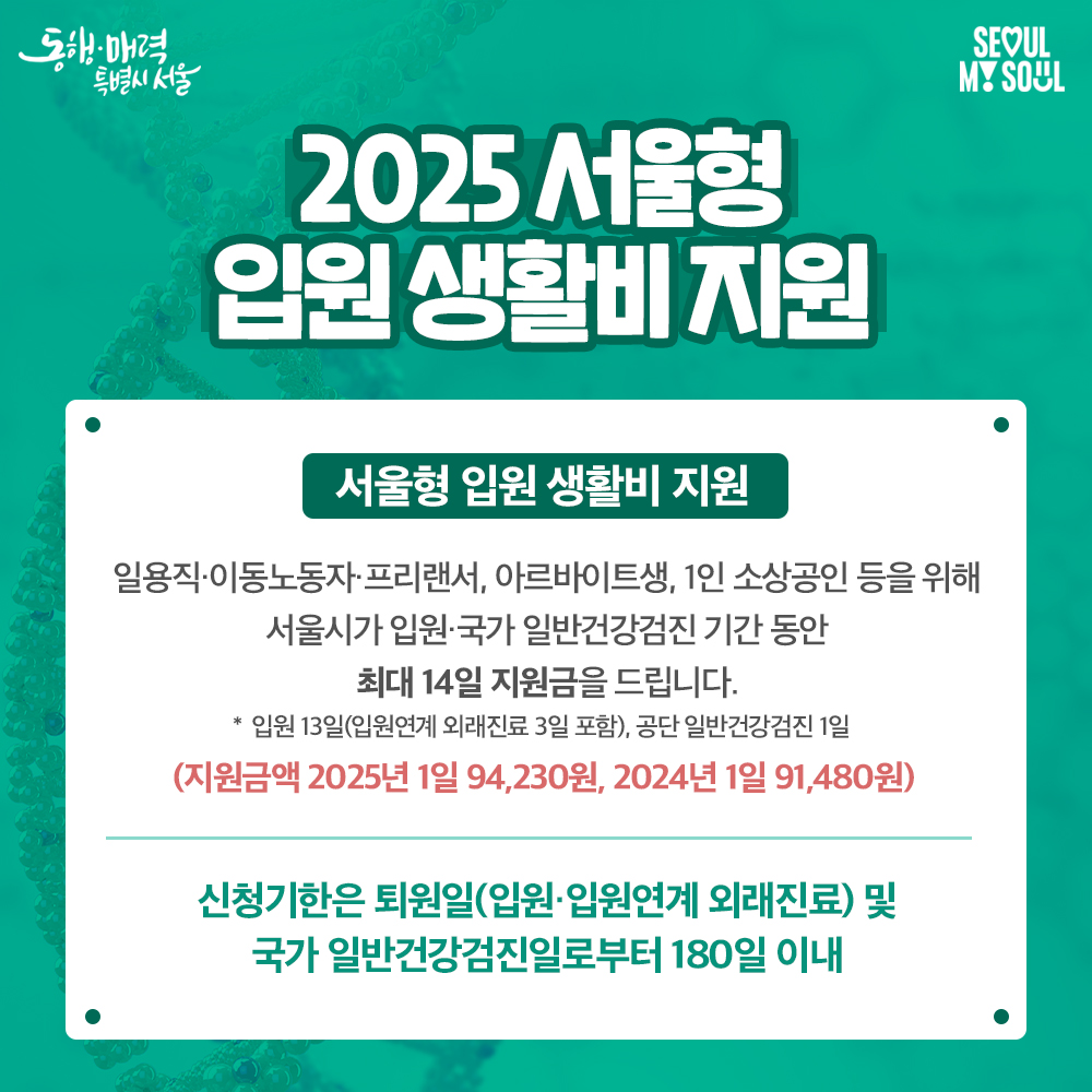 2025 서울형 입원 생활비 지원 
