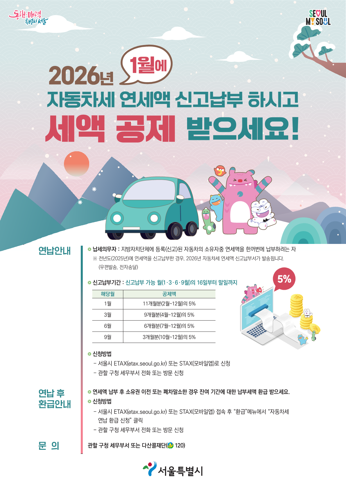 2026년 1월 자동차세 연세액 신고납부 하시고 세액 공제 받으세요! 1번째 파일