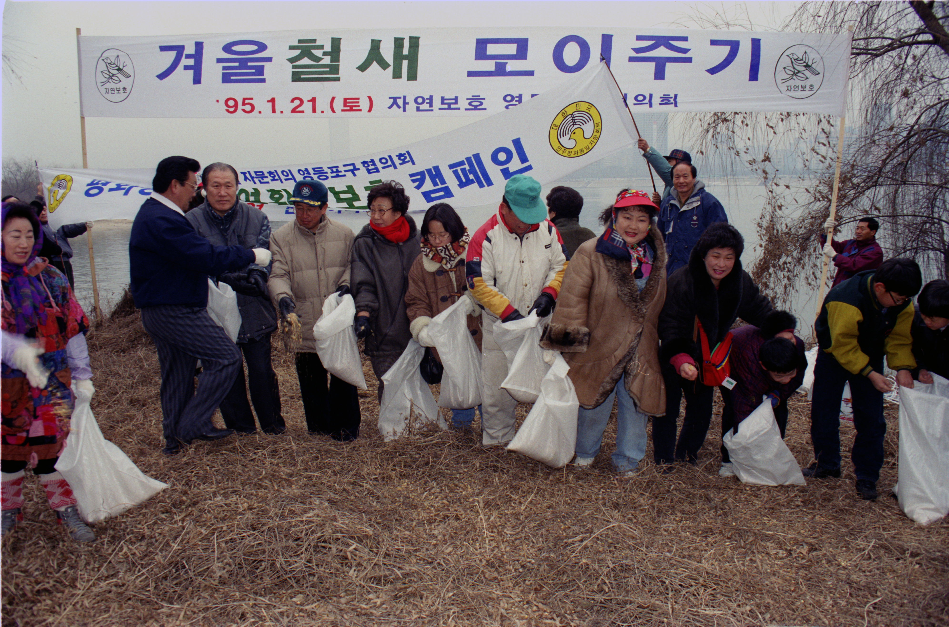 겨울철새 모이주기(밤섬) 의 이미지