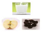 우유, 사과, 포도 이미지